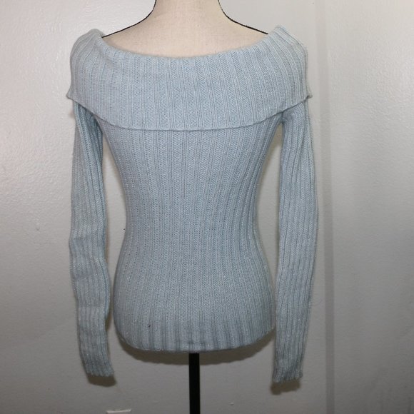 SO Light Blue Off-the-Shoulder Sweater with Shimmery Silver Thread - Size Small - Picture 2 of 9